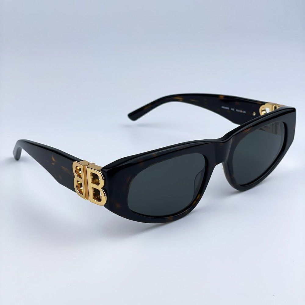 NEW Balenciaga BB0095S 002 Havana Brown Gold Green Cat Eye Unisex Sunglasses - Picture 9 of 14